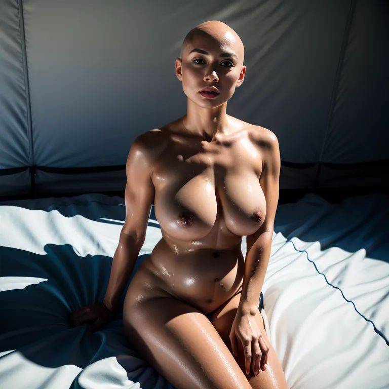 ,woman,twenties,(RAW photo, best quality, masterpiece:1.1), (realistic, photo-realistic:1.2), ultra-detailed, ultra high res, physically-based rendering,bald,(ugly),sorrow,side eye,huge breasts,huge - #main