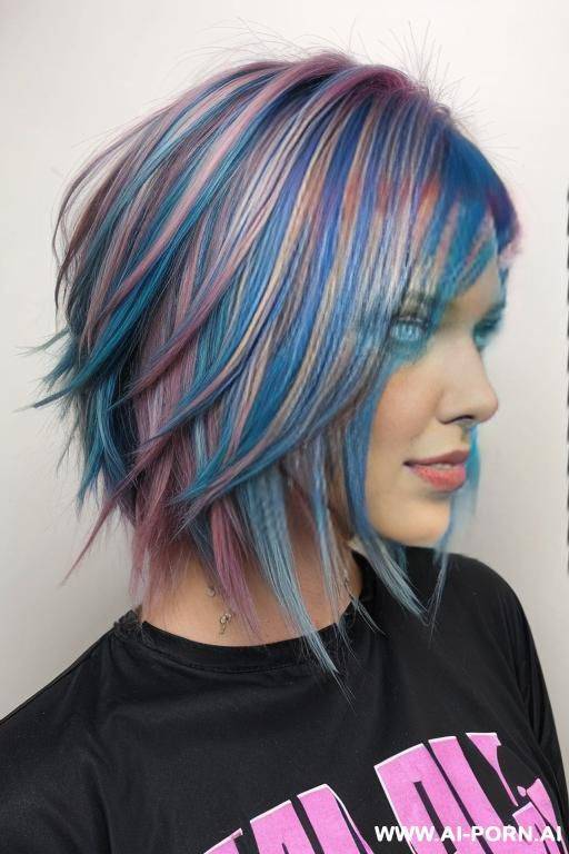 punky medium length hair with blue highlights - #main