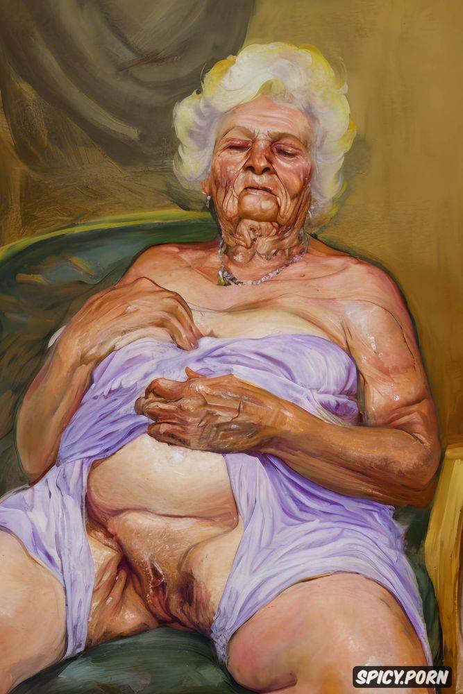 the fat wrinkled grandmother has a naked pussy under her dress - #main