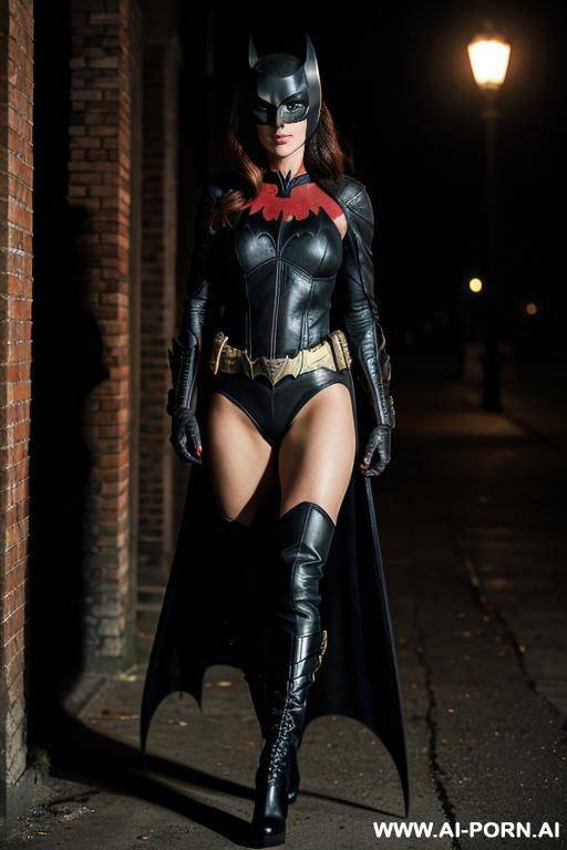 batwoman, totally naked, boots, backstreet, seductive, full shot, night, front - #main