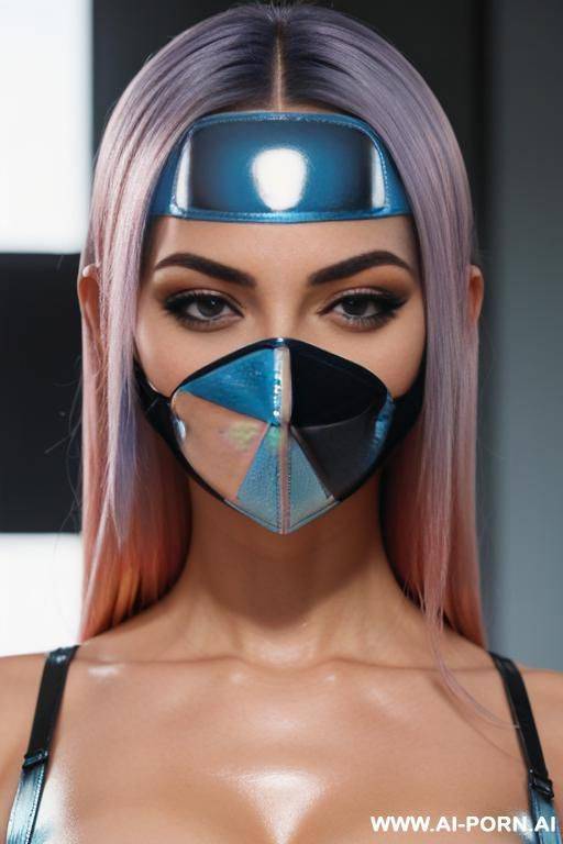 powder blue and rosegold, latex shinobi, facemask - #main