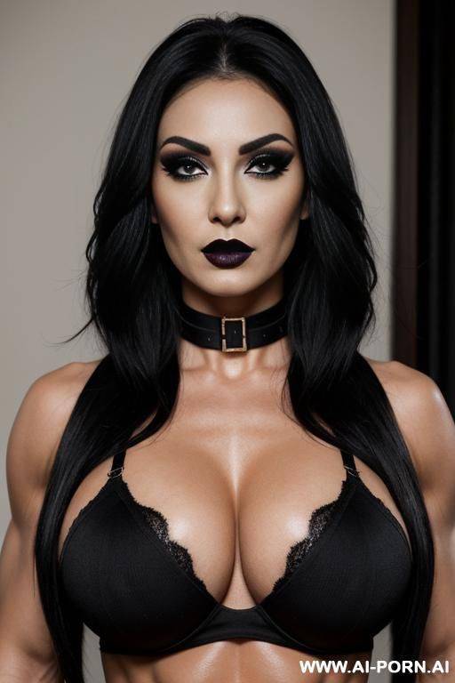 muscular, abs, skin, eye liner, smokey eye, black hair, black lipstick - #main