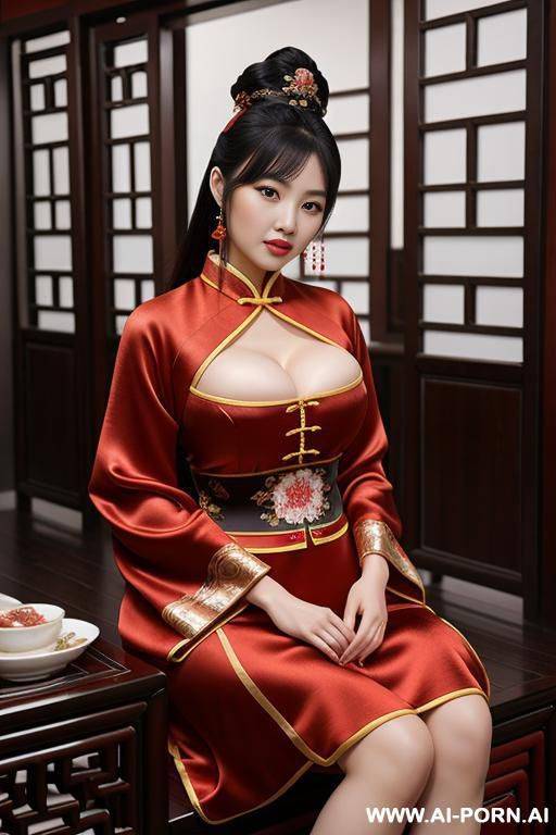 chinese traditional clog, silk, winter clothes, palace, beautiful face, perfect body, big eyes, big breasts, chinese, detail - #main