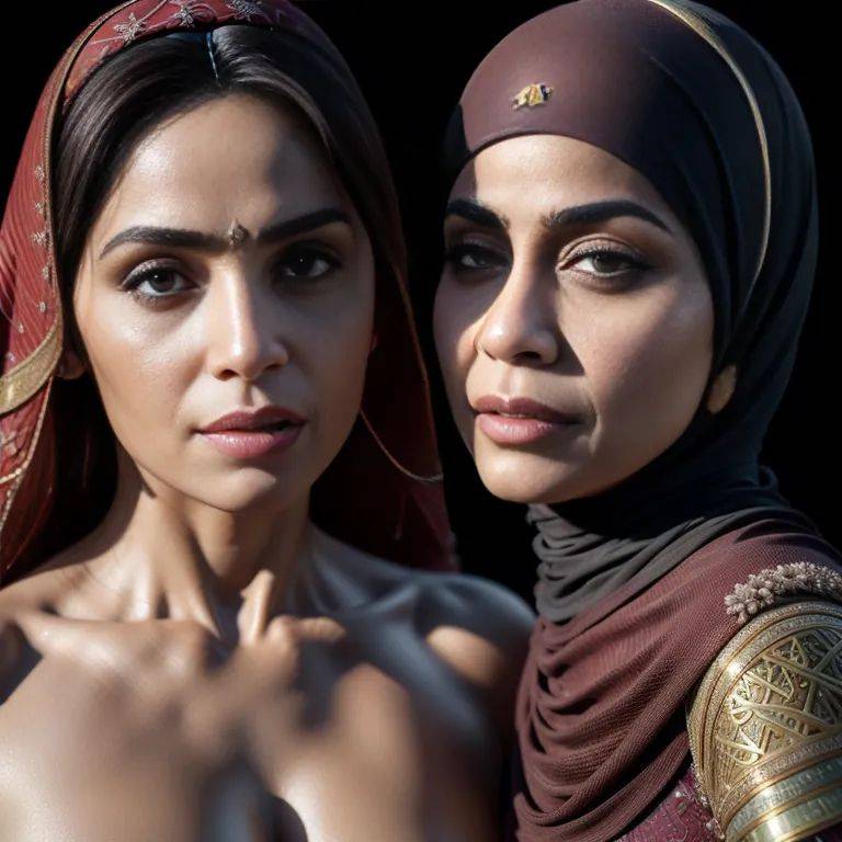 , Arabs,(2women:2),thirties,(RAW photo, best quality, masterpiece:1.1), (realistic, photo-realistic:1.2), ultra-detailed, ultra high res, physically-based rendering,(adult:1.5) - #main