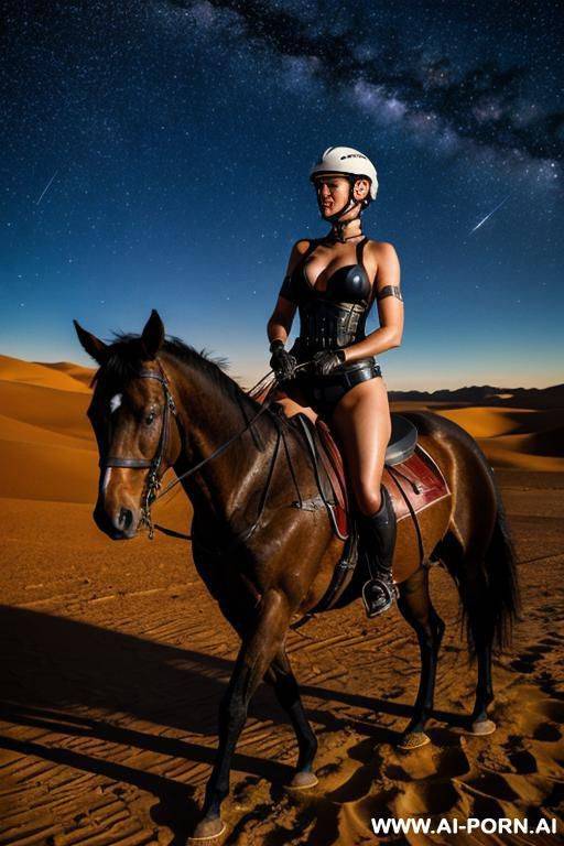 soldier riding mare in the desert - #main