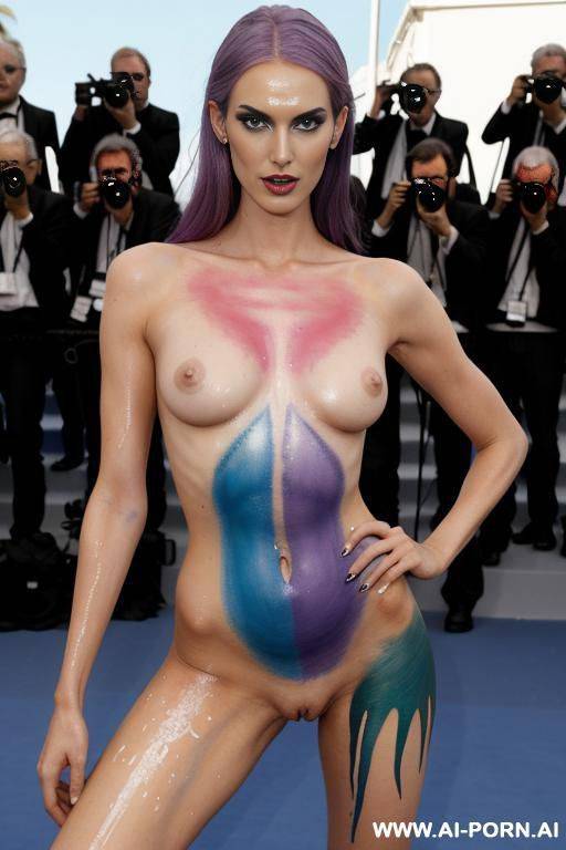 tall super model, tall cutie, whole body covered with body paint, goddess of colours, goddess of paint, fantasy tall super model goddess, dripping paint from her body and from the background, - #main