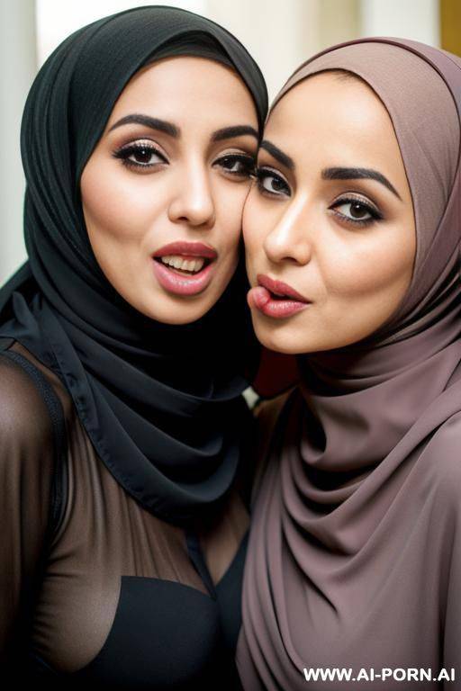 arab woman wearing hijab is couvert in cum. she has a silly face. she is in public with her sister - #main