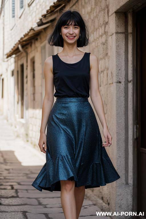 dubrovnik town gold dress eye contact - #main