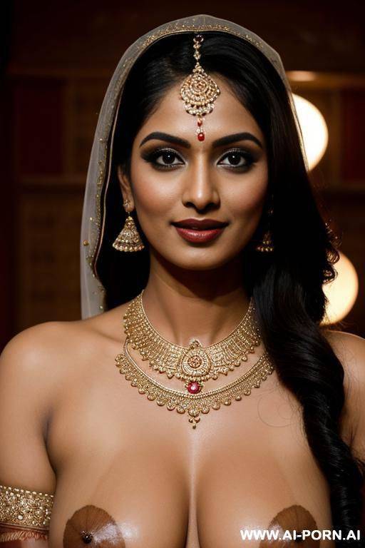 three topless indian brides, mehandi design on boobs - #main