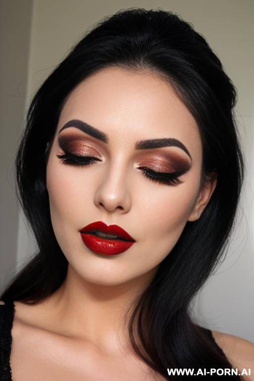 shemale makeup, redlips, wide open mouth, closed eyes, long eyelashes - #main