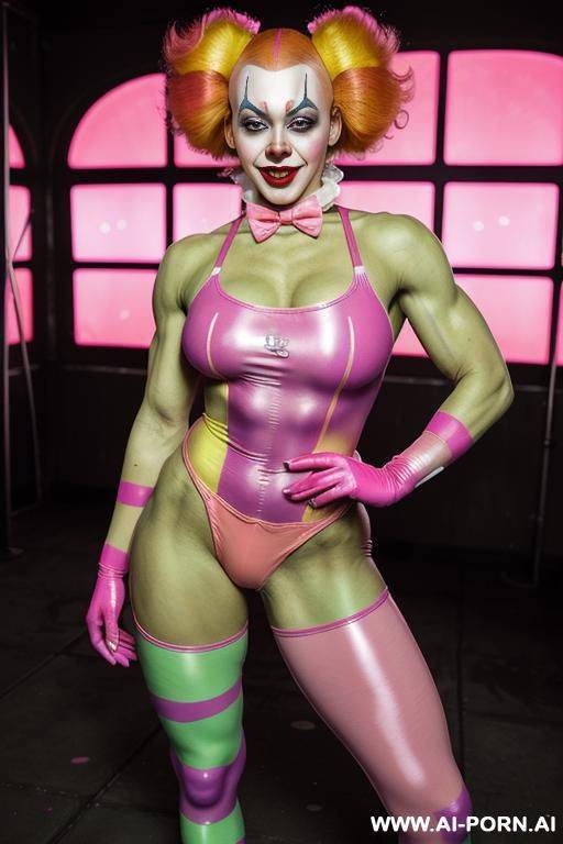 pink latex bodysuit pink skin pink hair pink muscular body play bunny pink bowtie pink makeup - #main