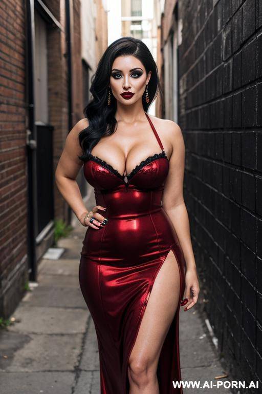 milf, heavy makeup, hooker dress, alleyway - #main