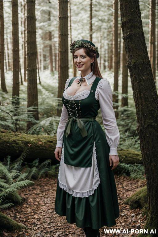 german woman dirndl forest - #main