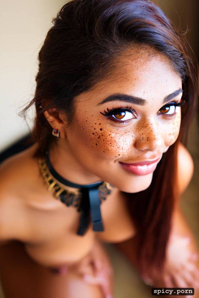cute 18 yo, small shiny snub nose, looking upwards, freckles - #main