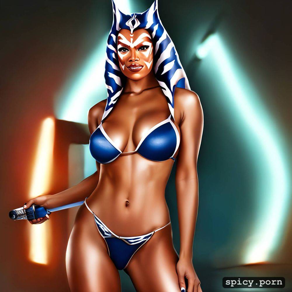 rosario dawson as ahsoka tano from star wars posed with a prop - #main