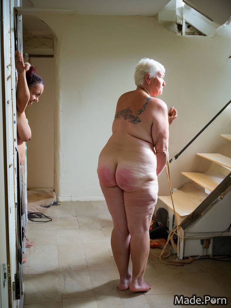 Ashamed dark basement standing bare shoulders photo bbw AI porn - #main