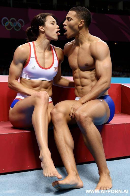 olympic champion, woman, licking the feet of another athlete - #main