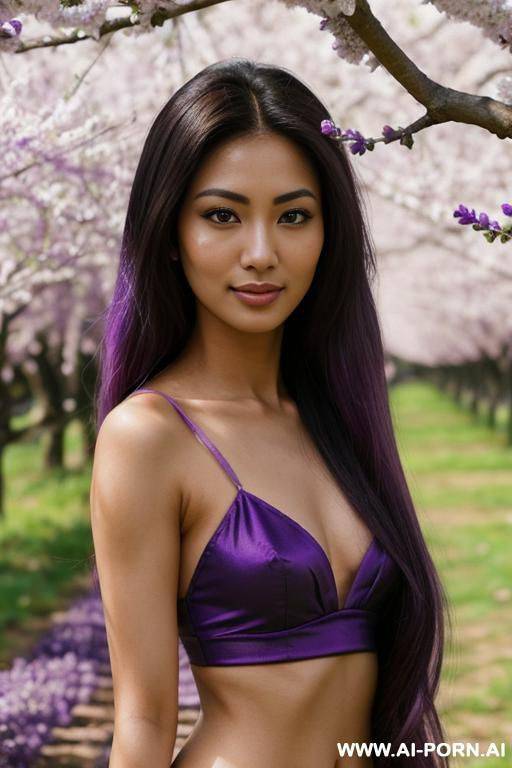 (highest quality) (visually pleasing) (se-ira sodesh-iro) medium closeup, her tanned body, detailed eyes, purple pupils, flowing hair, japanese, various hairstyles, cheerful cougar, heroic look, - #main