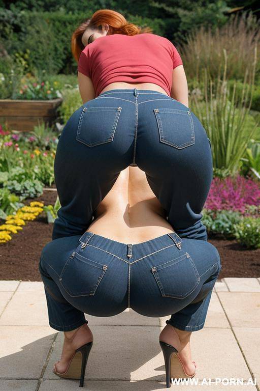 (housewife) (squatting) (garden) (pulled pants down) (flash ass) - #main