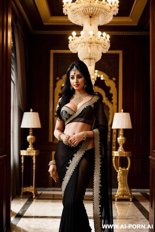 indian lady black saree open boobs & naked pussy - #main