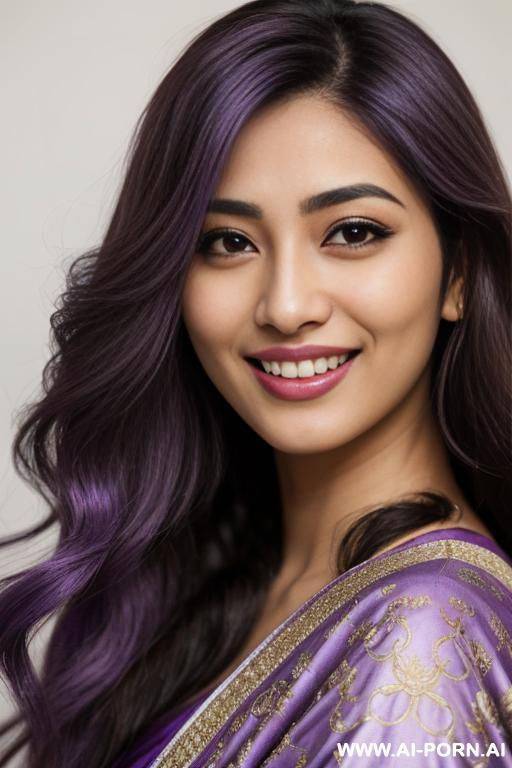 (highest quality) (visually pleasing) (se-ira sodesh-iro) medium closeup, purple eyes, purple pupils, flowing hair, japanese, various hairstyles, cheerful wife, heroic look, - #main