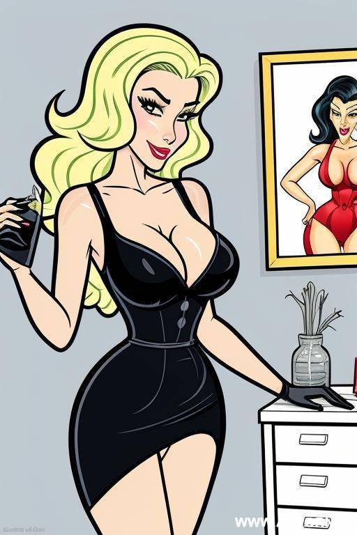 (((cartoon art))), woman, 0s housewife - #main