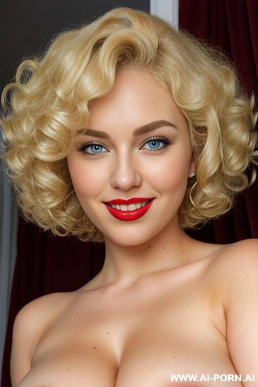 fluffy curly classy blonde bobcut hair, big elegant soft fluffy wide curly bobcut, huge sexy curls, big sexy curls, soft fluffy billowy voluminous curly thick wide bobcut hair, blonde curly - #main