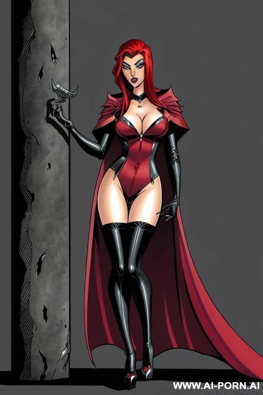 (((cartoon comics art))), ((high fantasy)), tall, vampire woman, - #main