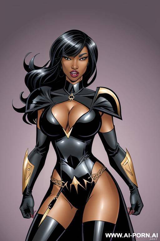 (((cartoon comics art))), ((high fantasy)), black woman, fighter - #main