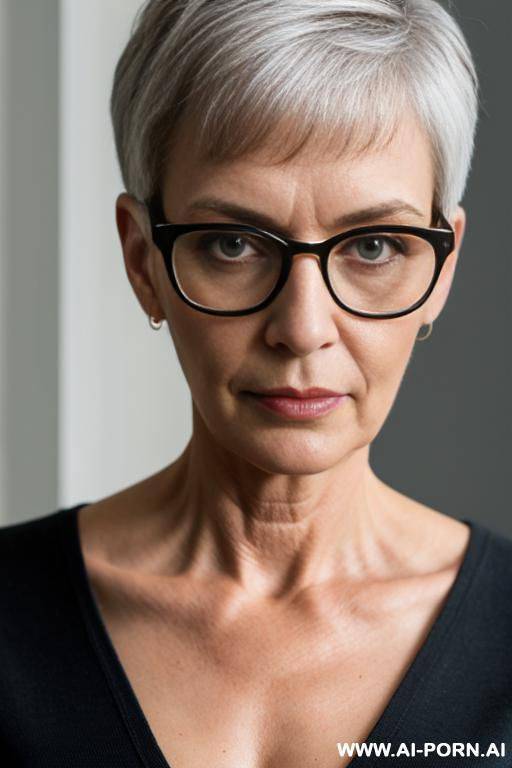 slender, german, round glasses, stuffy, pixiecut - #main