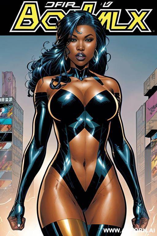 (((comics art))), black woman, tall, fit amazon woman, super hero - #main