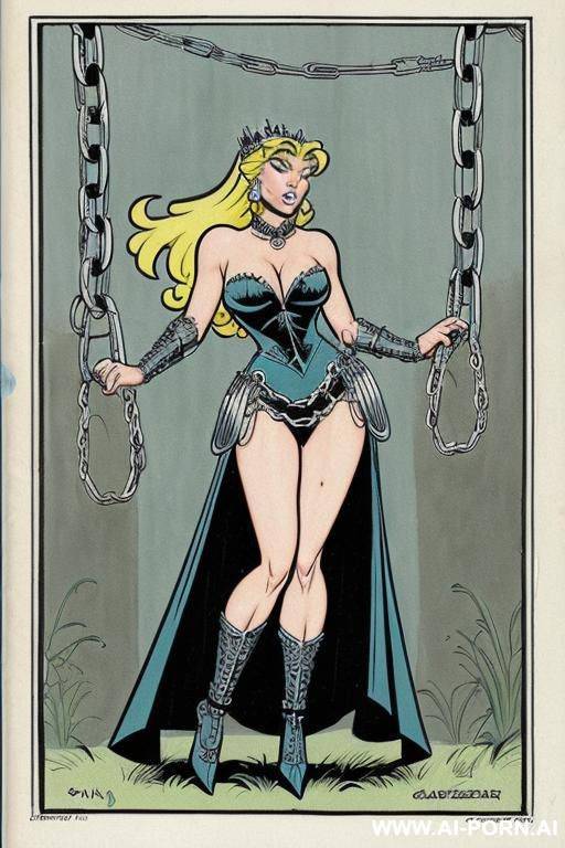 (((cartoon comics art))), ((high fantasy)), damsel in chains - #main