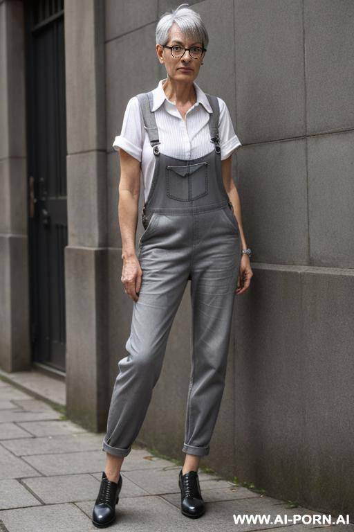 slender, german, round glasses, stuffy, pixiecut, dungarees, shirt, street - #main