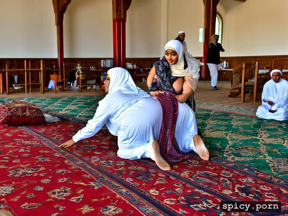 in mosque, chubby hijab woman, big booty, riding dick anal - #main