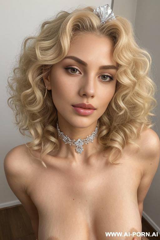 ((((super beautiful)))) (((angel-like face))) (((round face))) (((((snub nose))))) ((((full lips)))) lustful half open mouth, totally nude, standing pose ((delicate diamond collar)) show pussy, bright blonde - #main