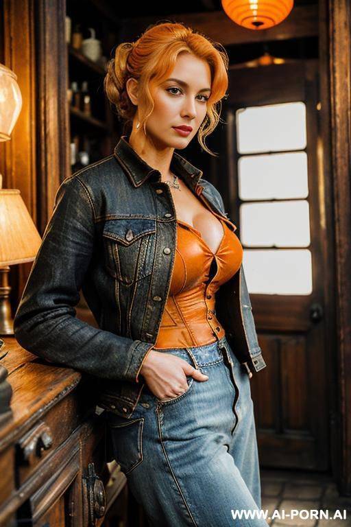 , blonde, french, denim jacket, doorway - #main