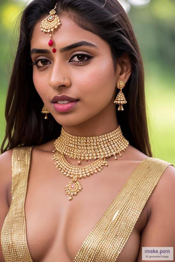 indian girl with gold jewels and neck belt - #main