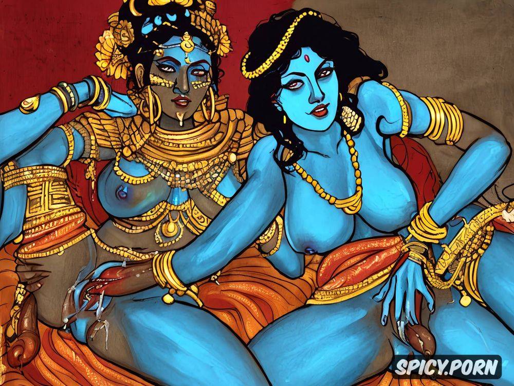 lesbian sex, indian jewelry, in suhagraat hindu godess kali blue skin - #main