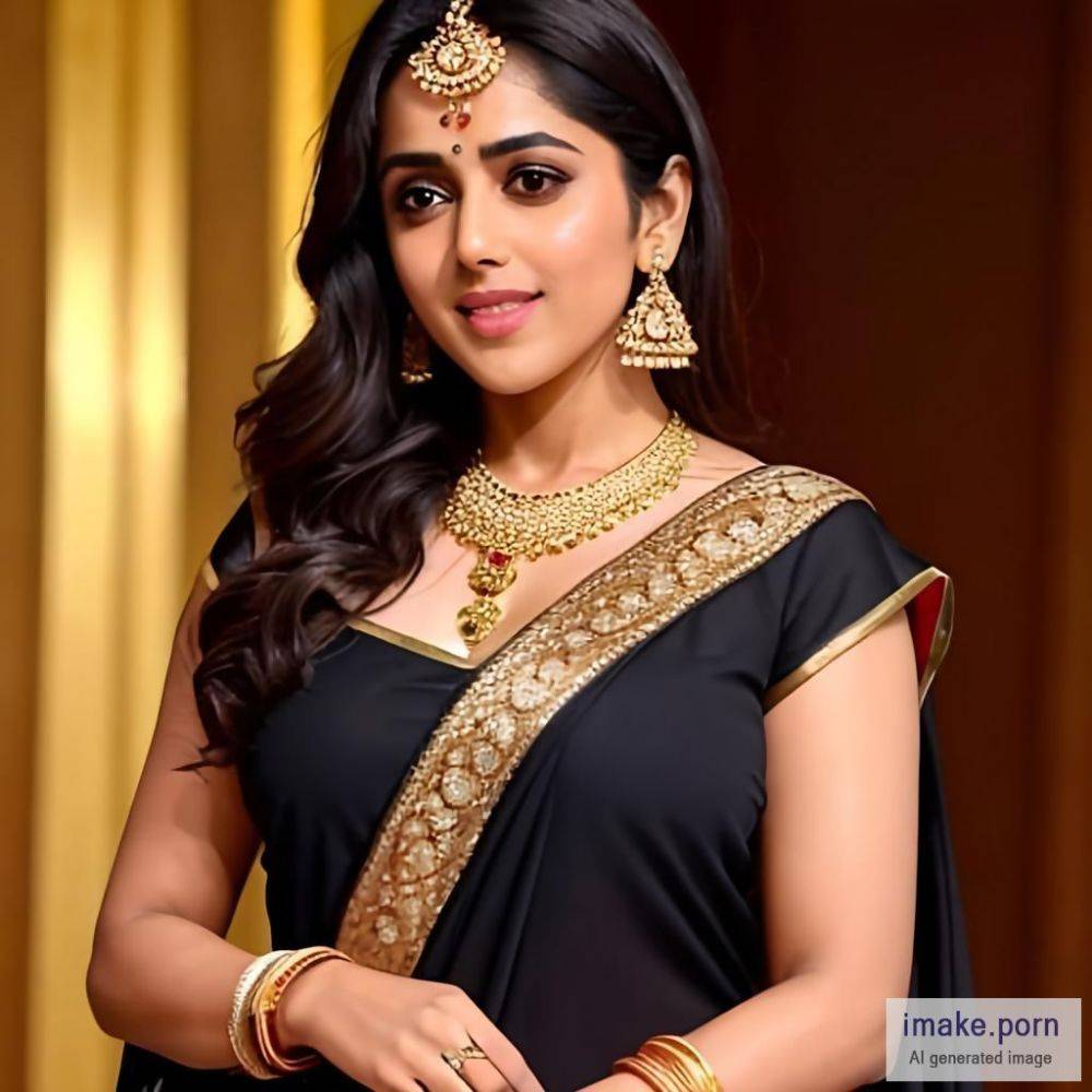 Genelia D Souza with DEVIL HORNS and gold jewels wearing black... - #main