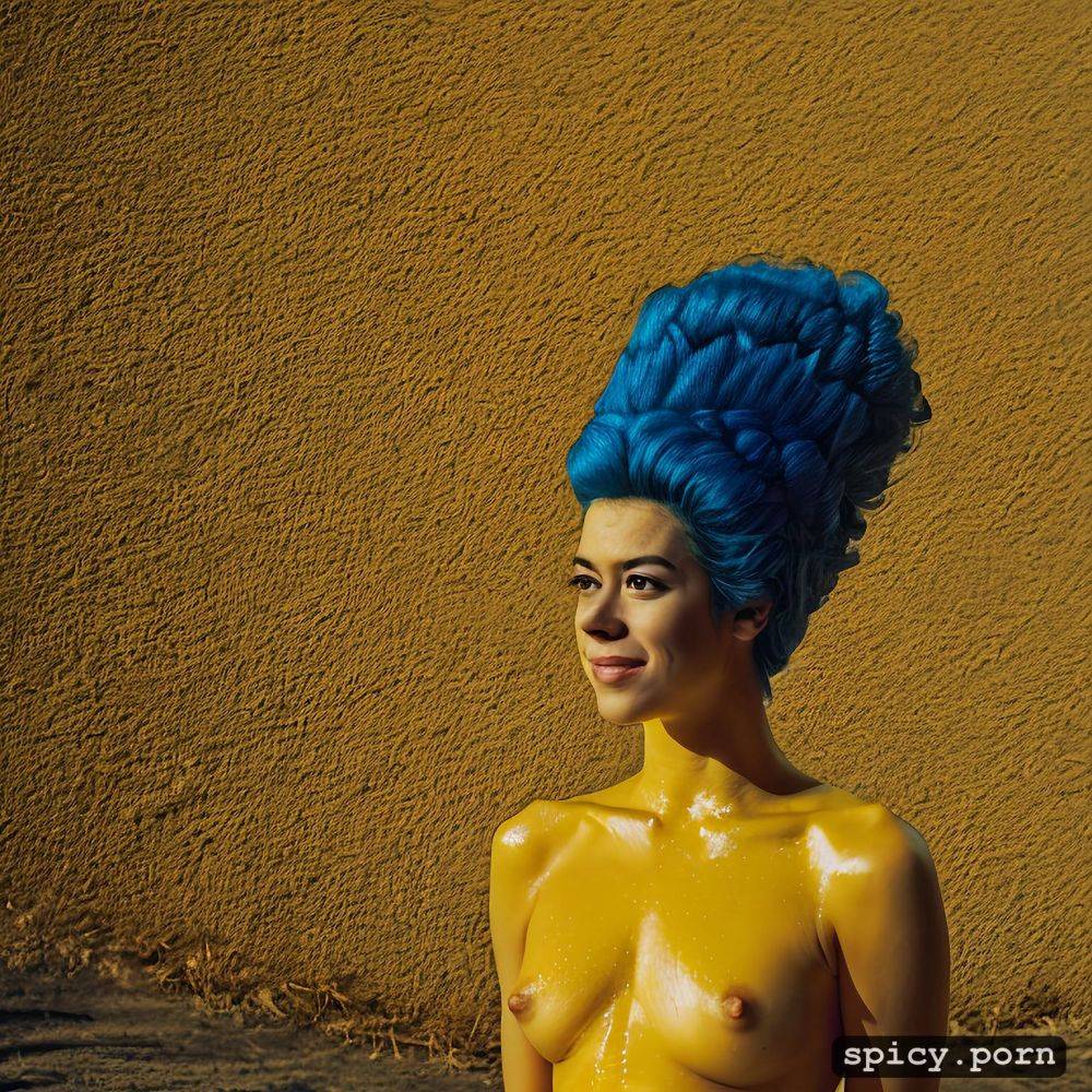 yellow tatiana maslany as marge simpson, nipples visible, the simpsons style - #main