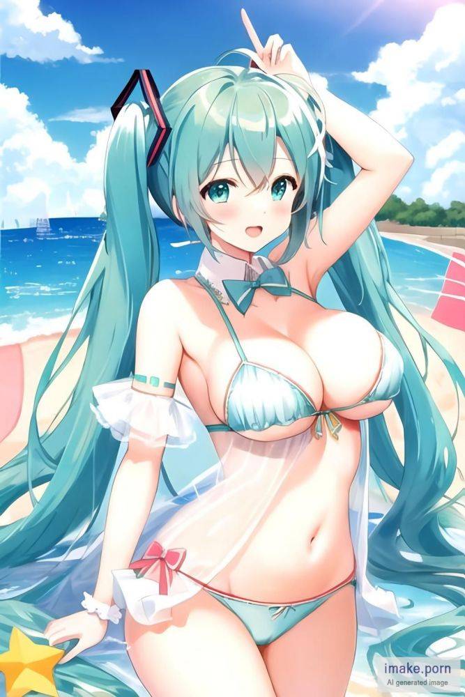 Hatsune miku, cute, happy, sing, relax, large breast, slim - #main