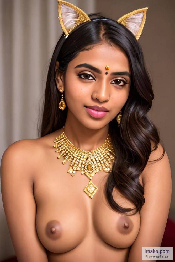 indian girl with cat ears in gold jewels - #main