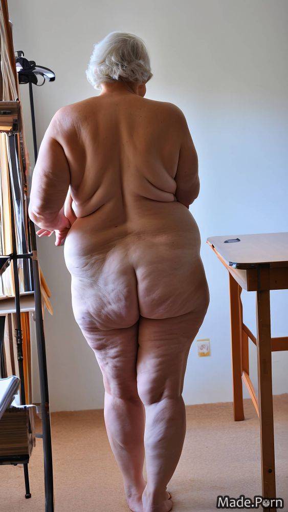 Bbw profile shot busty barefoot bare shoulders thighs back view AI porn - #main