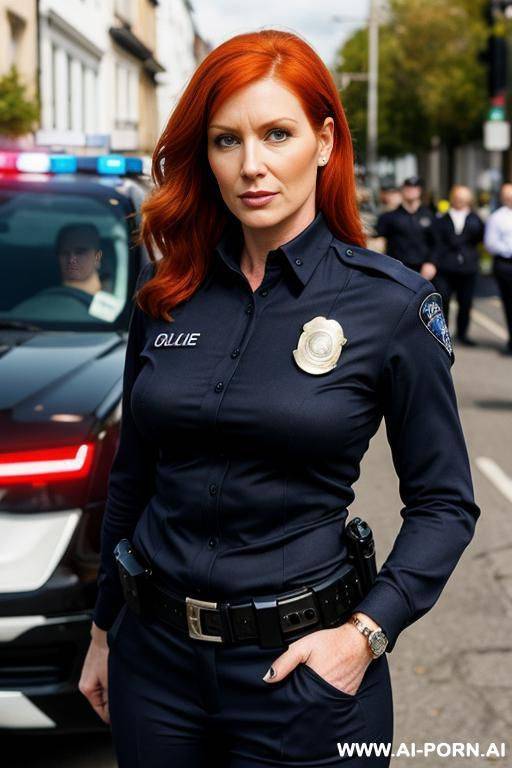 ginger milf, police officer, street - #main