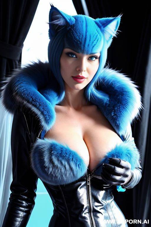 cat woman furry with icy blue fur and boobs her fur is sticky with semen - #main