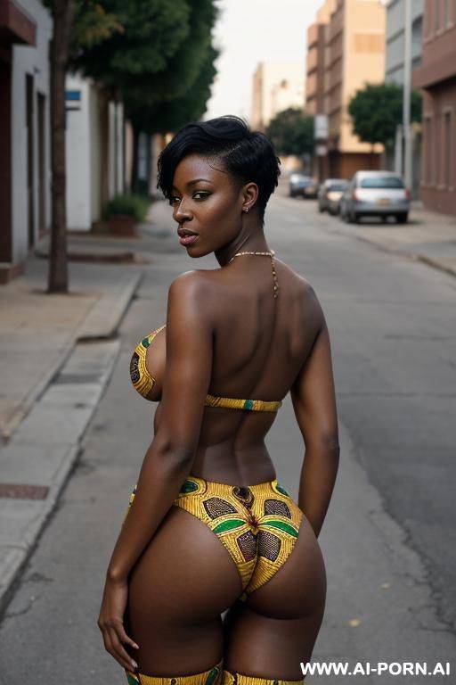 african american woman with short hair naked and showerd with cum has medium boobs and big ass - #main