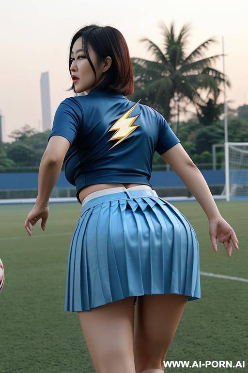 thailand chinese woman ((big boobs)) short bob running playing soccer white shirt ((ass flash)) (((blue pleated skirt))) showing ass ((ass flash)) showing ass outdoors soccer field - #main