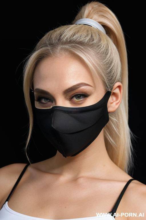 blond ponytail 20 year old woman with black ninja mask that’s way too tight - #main