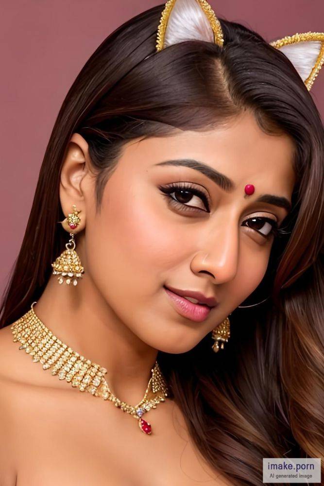 indian actress nayanthara with cat ears wearing gold jewels - #main