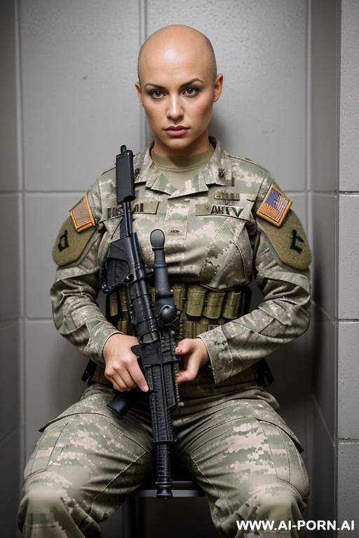 short haircut partially naked military slut body in sweat jail bed - #main